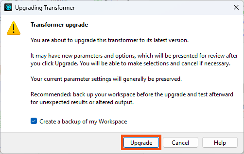 Upgrade warning